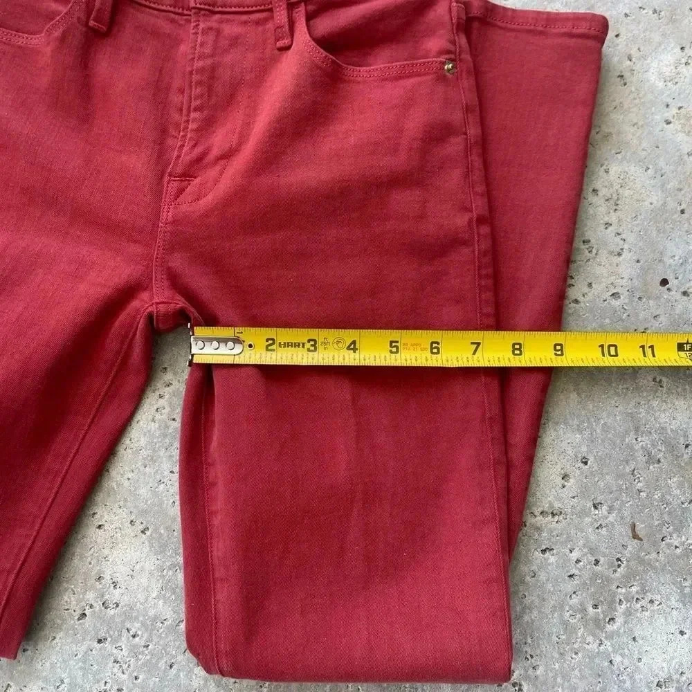 Frame Le High Straight Straight Leg Jeans in Deep Red - Picture 10 of 12